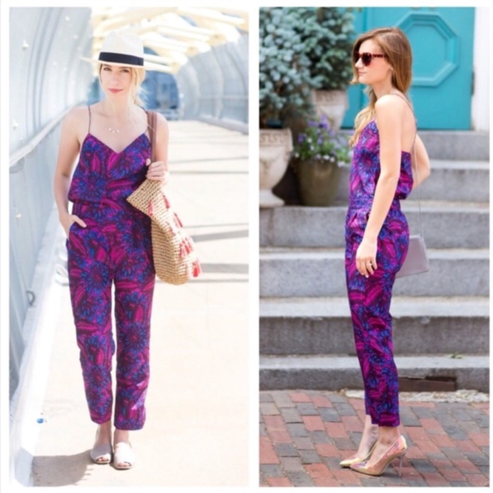 J.Crew Midnight Floral Silk Jumpsuit Size 6